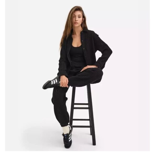 Mate the label Black Organic Cotton Waffle Relaxed Joggers, Size medium, New! - Picture 2 of 4